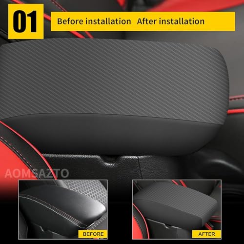 AOMSAZTO Armrest Covers for 2015-2019 Hyundai Sonata Carbon Fiber - color: black-3
