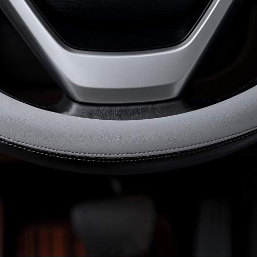 Valleycomfy Microfiber Leather Steering Wheel Cover Large-Size for F150 F250 F350 Ram 4Runner Tacoma Tundra Range Rover Model S X with 15 1/2 inches-16 inches Outer Diameter-Gray - color: Gray, size: Large Size[15.5"-16"]