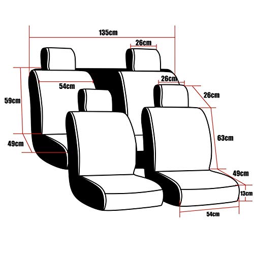 Universal PU Leather Car Seat Cover Full Set 5-Seat Front&Rear Cushions Full Seat with Pillows Fit for SUV Truck Van Year Round Use (Black/White Line) - color: Black/White Line
