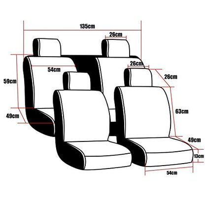 Universal PU Leather Car Seat Cover Full Set 5-Seat Front&Rear Cushions Full Seat with Pillows Fit for SUV Truck Van Year Round Use (Black/White Line) - color: Black/White Line