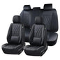 Leather Seat Covers Full Set Black Car Seat Covers with Lumbar Support Waterproof Car Seat Cushion 5 Seats Full Coverage Seat Protector Universal Fit for Most Cars Sedans Trucks SUV, Black