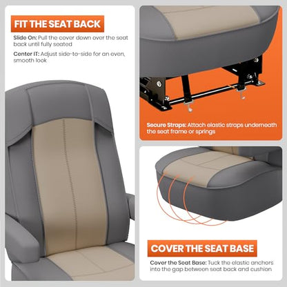 VALUN RV Seat Covers (Grey 2 Pack) – Captains Chair Seat Covers for RV Captain Chair & Motorhome Chairs, Universal Fit RV Chair Covers for Camper, Trailer, Van, Protects Against Dirt, Spills & Wear - style: GREY (2PK RV COVER)