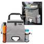 High Road Car Organizer with Car Trash Bin and Tissue Holder - Holds Full Size Tissue Box, Bottles and Wipe Containers - 2 Gal Leakproof Covered Trash Can with Push-Close Lid - color: Gray