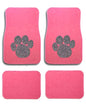 Universal Fit Pink Car Carpet Floor Mats Crystal Bling Rhinestone-Studded Front Rear 4 Piece Full Set (Paw Foot-Pink) - color: Paw Foot-Pink