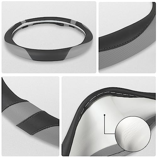 West Llama Customized Auto Car Steering Wheel Cover for Honda Civic, CR-Z, Insight, S2000, 14" - 14.25" (Black+Gray-Small Size) - color: A-Black+Gray, size: Small Size (14 ''-14 ½'')