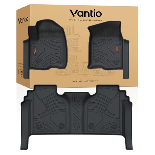 Floor Mats for 2019-2026 Chevrolet Silverado/GMC Sierra 1500 & 2020-2026 2500HD/3500HD Crew Cab (w/Rear Under-seat Storage), All-Weather TPE Custom Fit Floor Liners - size: 1500 2019-2026 & 2500 2020-2026 W/Storage