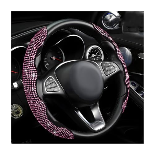 2 PCS Steering Wheel Cover, Segmented Car Wheel Covers with Crystal Rhinestones, Non-Slip Protector Bling Sparkly Decoration for Most Steering Wheels, Car Accessories (Pink) - color: Pink