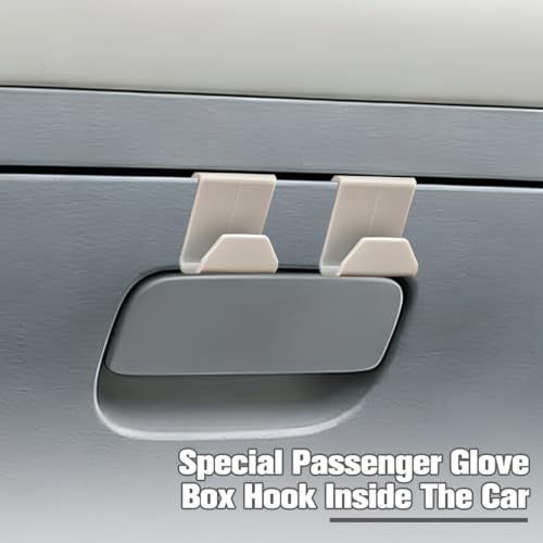 2PCS Car Co-Pilot Glovebox Hooks, Front Passenger Seat Glovebox Storage Hanger for Purse Key Umbrella Cable, Multifunctional Glove Compartment Holder Organizer Hook, Universal Fit (Beige) - color: Beige