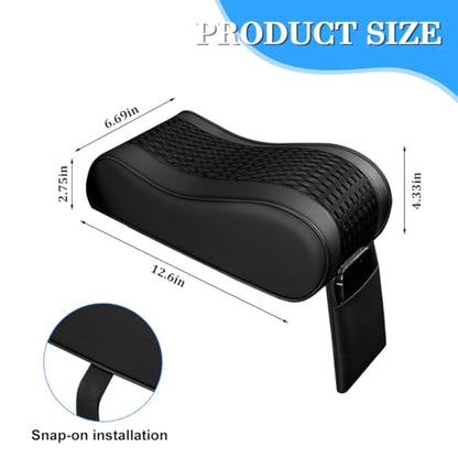 Car Armrest Cushion, Soft Memory Foam Leather Vehicle Armrest Pillow with Storage Bag, Multifunctional Automotive Interior Center Console Arm Rest Pad, Universal for Most Vehicles (Black)
