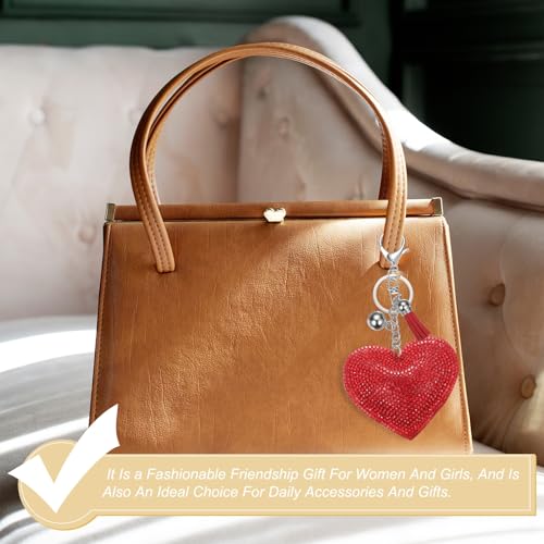 PATIKIL Rhinestone Keychains for Women, Cute Bling Heart Shape Purse Charm for Bag Handbags Car Keys - color: White-black