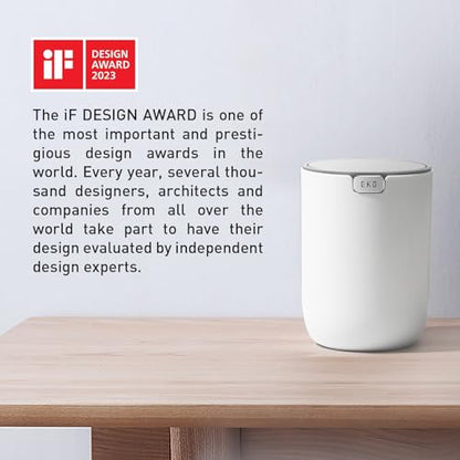 EKO Mini Desk Trash Can with Swing-Top Lid 0.4 Gallon Small Table Round Wastebasket for Office, Home, Car (White) - color: White, size: Tabletop 1.5 Liters