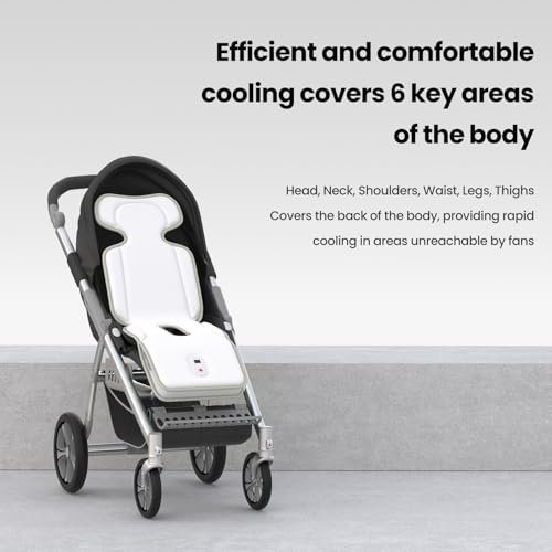Baby Stroller Cooling Pad with 2 Built-in Blower Up to 10H MAX 10000 mAh Rechargeable 3 Speed Adjustable Car Seat Liner Cooling Cushion for Toddler Outdoors Summer Baby Essentials - color: Grey