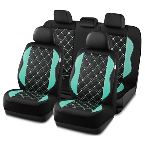 Road Comforts Seat Covers, Premium Leather Car Seat Covers Full Set for Women Girls,Airbag Compatible, Automotive Seat Covers Universal Fit Most Cars,Vans,Truck,SUV - color: Mint Full Set