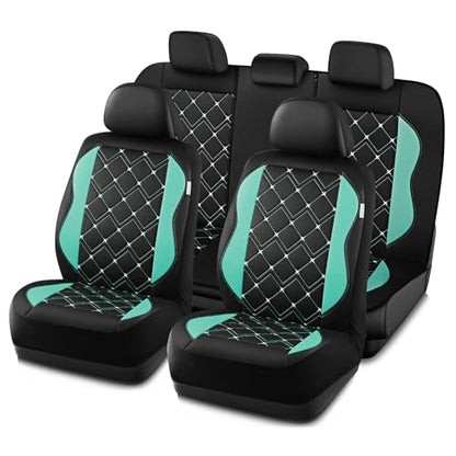 Road Comforts Seat Covers, Premium Leather Car Seat Covers Full Set for Women Girls,Airbag Compatible, Automotive Seat Covers Universal Fit Most Cars,Vans,Truck,SUV - color: Mint Full Set