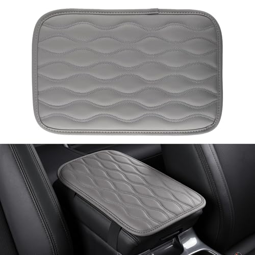 Amiss Car Center Console Cover, Upgraded Leather Car Armrest Cushion, Universal Waterproof Cushion Pad, Non-Slip Car Interior Accessories, Fits Most Sedans SUVs Trucks (Gray) - color: gray, size: Without Storage