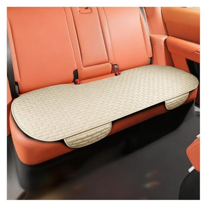 Car Rear Seat Cover, Comfortable Linen Automotive Seat Pad with Storage Pocket, Anti-Slip Breathable Vehicle Seats Protection Mat, Universal Car Bench Seats Pad for SUV, Truck (Beige-L) - size: Beige-L