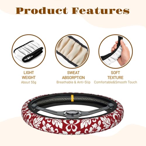 Steering Wheel Cover Accessories Neoprene Cover, Breathable Non-Slip Easy to Install Suitable for Women Men, 14.5-15.5 Inch for Car SUV Van Truck Universal - Artistic Flower - color: Artistic Flower