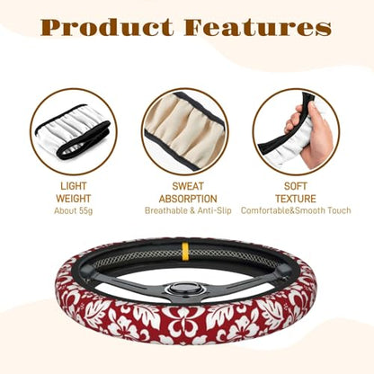 Steering Wheel Cover Accessories Neoprene Cover, Breathable Non-Slip Easy to Install Suitable for Women Men, 14.5-15.5 Inch for Car SUV Van Truck Universal - Artistic Flower - color: Artistic Flower
