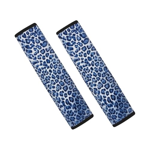 Dreaweet Car Seat Belt Cover Pad Blue Leopard Print Car Accessories Soft Comfortable Seatbelt Covers for Adults Women 2 Pcs Car Seat Shoulder Strap Pads Universal Fit for SUV Sedan - color: Blue Leopard Print