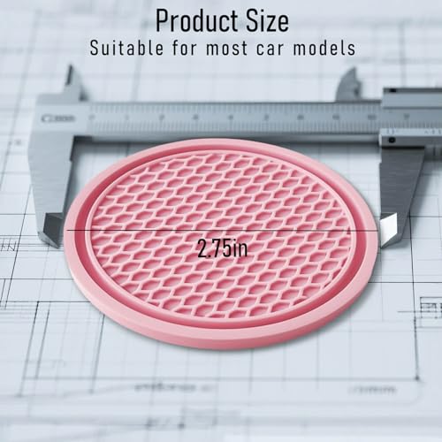 Car Cup Holder Coaster 4 Pack - Non Slip & Shockproof,Flexible PVC Rubber Insert for Car/Truck/SUV/Van (2.75"x0.2") Universal Fit Auto Cup Holders Accessories for Women and Man (Pink) - color: Pink