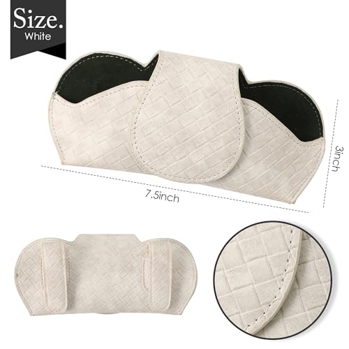 KINIVA White Car Visor Sunglass Holder Leather Glasses Case with Magnetic Closure - color: 03 White