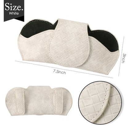 KINIVA White Car Visor Sunglass Holder Leather Glasses Case with Magnetic Closure - color: 03 White