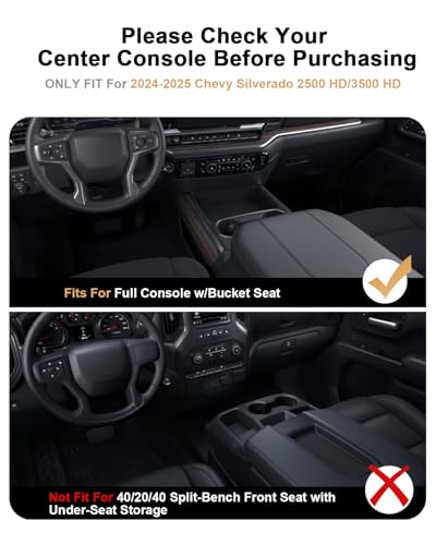 2026 Silverado HD Center Console Organizer - For 2024-2026 Chevy Silverado 2500 HD/3500 HD Accessories TPE Center Console Organizer - Under Screen Organizer Only Fit Full Console w/Bucket Seats - size: 2024-2025 Silverado 2500/3500HD