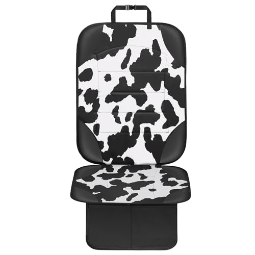 Car Seat Protector for Child Car Seat,Waterproof Car Seat Cover with Thick Padding, Non-Slip Backing, Protects Fabric & Leather Seats, 2 Mesh Storage Pockets(Cow Print)