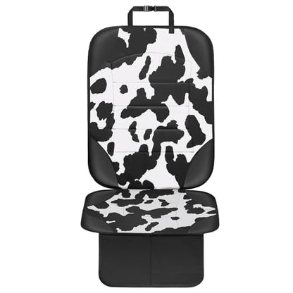 Car Seat Protector for Child Car Seat,Waterproof Car Seat Cover with Thick Padding, Non-Slip Backing, Protects Fabric & Leather Seats, 2 Mesh Storage Pockets(Cow Print)