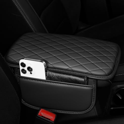 Center Console Cover for CR-V: Armrest Cover for Car with 2 Storage Bags - Scratch & Wear Resistant & Waterproof Leather Console Cover,Anti-Scratch Auto Armrest Pad Accessory （Black - color: 001#Black, size: Fit for Honda CR-V