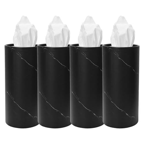4 PCS Car Tissue Holder, Refillable Auto Cup Holder Napkin Tube Container with Facial Tissues, Portable Tissue Cylinder Box Paper Towel Organizer for Vehicle Office Home (Black) - color: Black