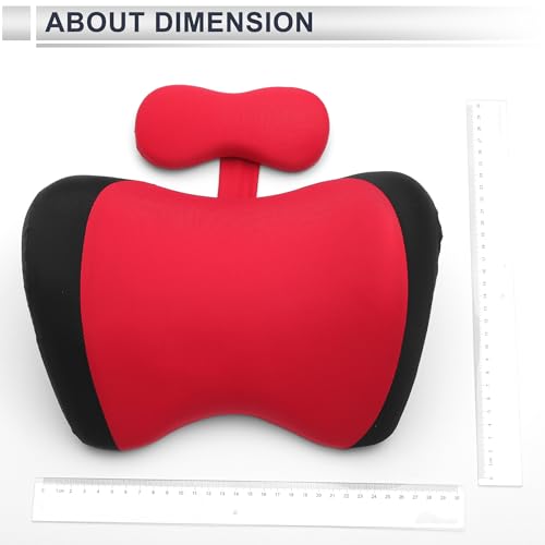 Car Headrest Pillow Ergonomic Comfortable Neck Support Pillow Milk Silk Fabric and Memory Foam Bandage Adjustable Width Black and Red Set of 1 - color: Black Red