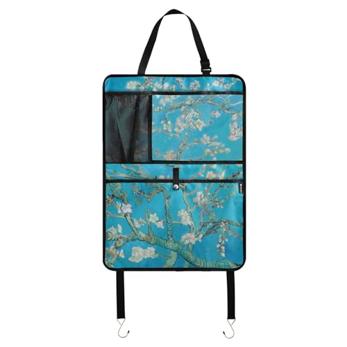 Automotive Seat Back Organizers Car Seat Organizer Waterproof Car Back Storage Kick Mat, Backseat Car Organizer with Pockets,Car Seat Protector Fit All 2Pcs Almond Blossom - color: Almond Blossom 38, size: 2 Piece
