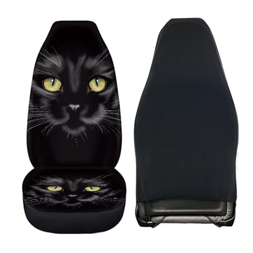 Black Cat Car Seat Covers for Front and Rear Black Cat Car Accessories Set Cute Animal Cars Seat Protector Se Pad Split Bench Cover Travel Dog Blanket,Easy to Install - color: Black Cat