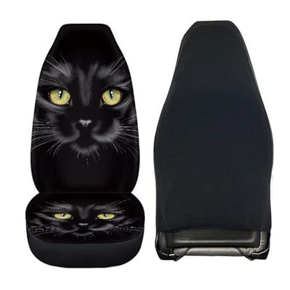 Black Cat Car Seat Covers for Front and Rear Black Cat Car Accessories Set Cute Animal Cars Seat Protector Se Pad Split Bench Cover Travel Dog Blanket,Easy to Install - color: Black Cat