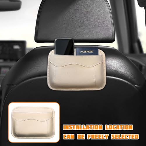 Car Seat Side Pocket Organizer, PU Leather Mini Vehicle Phone Holder Storage Bag, Automotive Interior Tray Pouch Seat Gap Filler Accessories, Universal for SUV Sedan Truck (Beige) - color: Beige