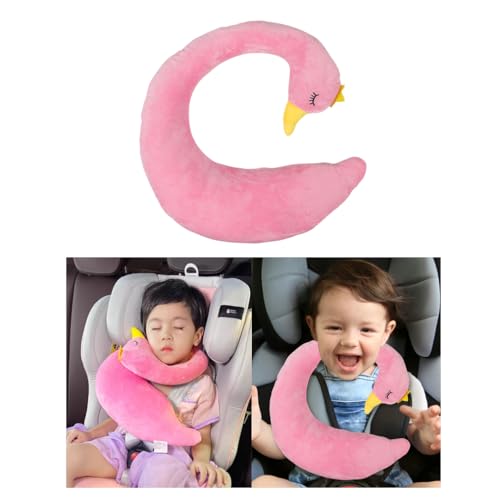 Car Travel Pillow for Kids Car Seat Pillow Cute Cartoon Travel Pillow Cushion Breathable Head and Body Support Pillow for Sleeping Travel Neck Rest Car Seat Pillow Long Journey&Road Trip - color: Pink Swan