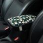 Embroidered Flowers Black Cute Daisy Car Armrest Storage Box Mat,Embroidered Car Center Console Cover, Car Armrest Seat Box Cover Accessories Interior Protection for Most Vehicle, SUV, Truck, Car