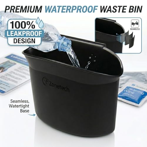 ZONETECH Portable Hanging Mini Car Garbage Can – Classic Black Trash Container - Premium Quality Automotive Universal Compact Traveling Wastebasket for Vehicle,Office,Home (2-Pack) - color: 2-Pack