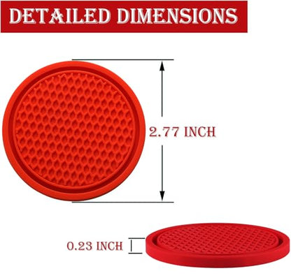 Car Cup Coaster, 4PCS Universal Non-Slip Cup Holders Embedded in Ornaments Coaster, Car Interior Accessories, Red