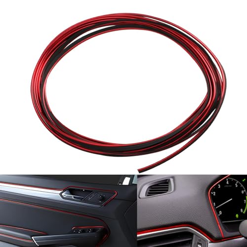 Car Interior Trim Strips, 33ft Automotive Door Dashboard Decorative Trim, Self-Adhesive Door Edge Trim with Installing Tool, Universal for Most Cars (Red) - color: Red