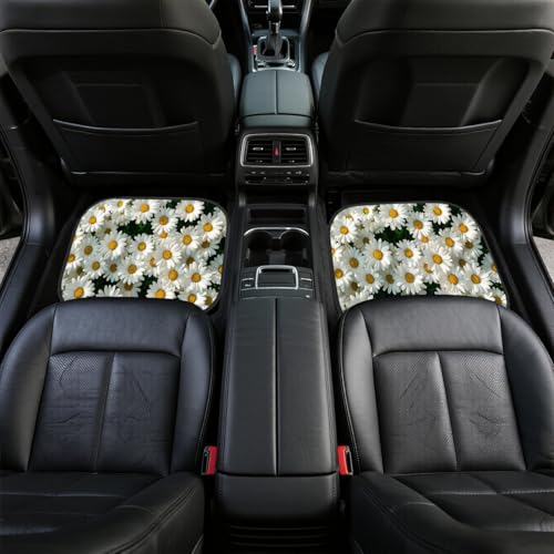 Daisy Car Floor Mats Set of 4 White Yellow Simple Background Fresh Carpet Front Rear Carpets Mat Non-Slip Auto Car Accessories Universal Fit for Car SUV Truck Van - color: Daisy