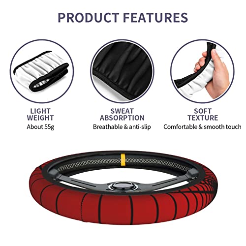 Red Spider Web Steering Wheel Cover Universal 15 Inch Cute Car Accessories Protector for Women Men - color: Red Spider Web
