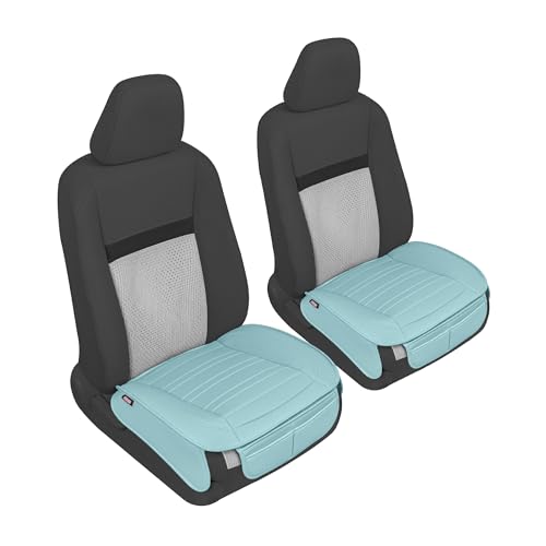 Motor Trend Seat Covers for Cars Trucks SUV, Faux Leather 2-Pack Mint Padded Car Seat Covers with Storage Pockets, Premium Interior Car Seat Cover
