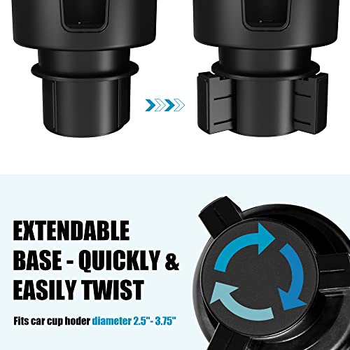 Upgraded Car Cup Holder Expander Adapter with Offset Adjustable Base, Compatible with Yeti 14/24/36/46oz Ramblers, Hydro Flasks 32/40oz, Other Large Bottles Mugs in 3.5"-4.0", 2 Pack - color: Black, size: L