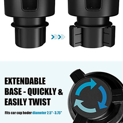 Upgraded Car Cup Holder Expander Adapter with Offset Adjustable Base, Compatible with Yeti 14/24/36/46oz Ramblers, Hydro Flasks 32/40oz, Other Large Bottles Mugs in 3.5"-4.0", 2 Pack - color: Black, size: L