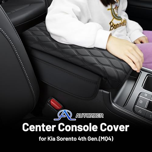 Autorder Center Console Cover for 2021-2025 2026 Kia Sorento Accessories Armrest Cushion Cover Nappa Leather Middle Console Covers Sorento Console Cushion Pad Anti-Scratch - size: 2021-2026 Kia Sorento