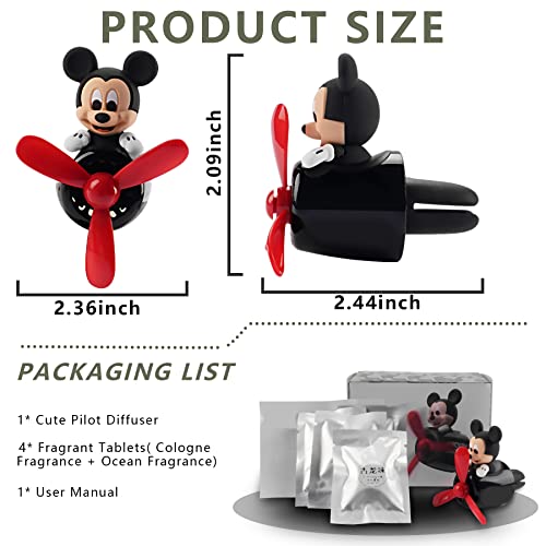 2Pcs Car Air Fresheners Cute Cartoon Mouse Pilot Men Women Car Perfume Rotating Propeller Automotive Air Outlet Fan Creative Diffuser Car Decoration (M.ickey+M.innie) - color: M.ickey+M.innie