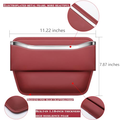 HOLDCY Car Seat Gap Filler Organizer - Leather Console Side Pocket Seat Storage - Stylish and Practical Car Accessories for Cars,SUV,Truck (Red - 1 Pack)