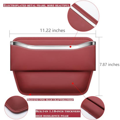 HOLDCY Car Seat Gap Filler Organizer - Leather Console Side Pocket Seat Storage - Stylish and Practical Car Accessories for Cars,SUV,Truck (Red - 1 Pack)